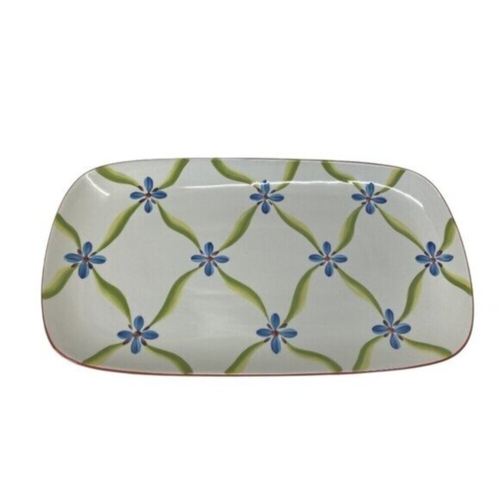 Southern Living Gail Pittman Veranda Platter Hand Painted Floral Serving Tray
